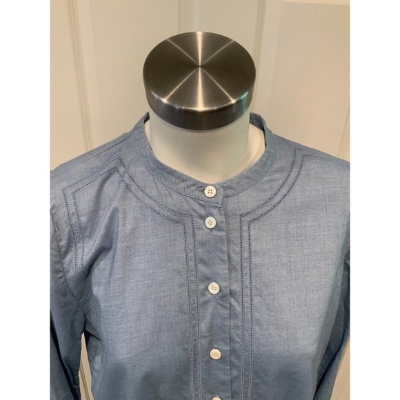 Veronica Beard Blue Button Up High-Low Long Sleeve Shirt, Size 8 - Picture 2 of 6